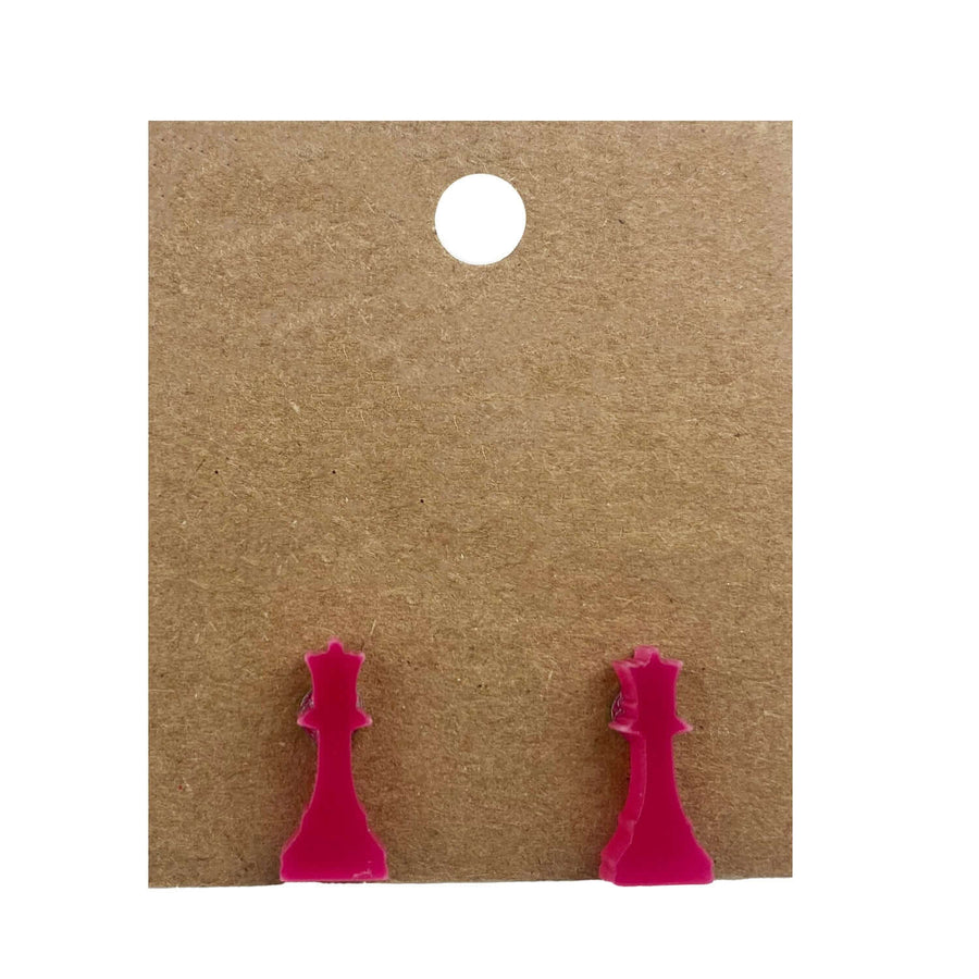 Earrings perspex | chess piece studs | medium