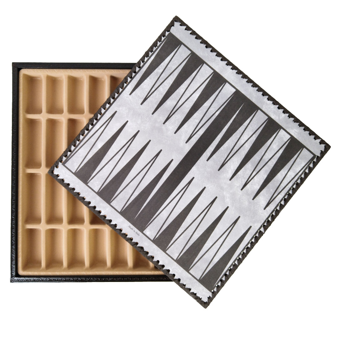 BLACK &amp; GOLD ECOLEATHER | 3-in-1 Box | Chess, Backgammon &amp; Checkers | 3.5cm Squares | 35cm Board | 219GN
