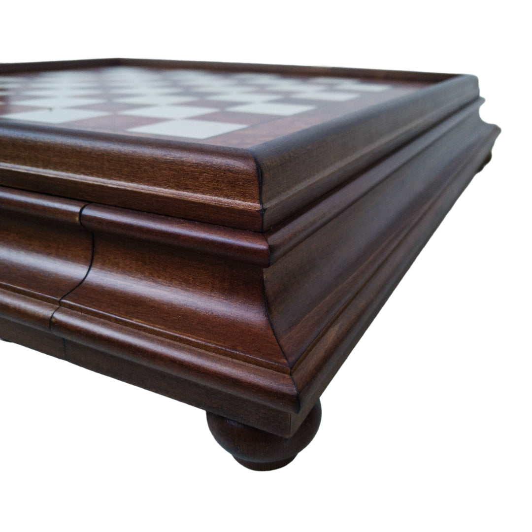 BRIAR ELM CHESSBOARD | Wooden Base with Drawer | Inlaid | 50mm Squares | 435R