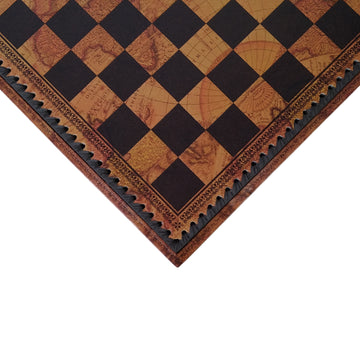 WORLD MAP ECOLEATHER | 3-in-1 Box | Chess, Backgammon & Checkers | 3.5cm Squares | 35cm Board | 219MAP
