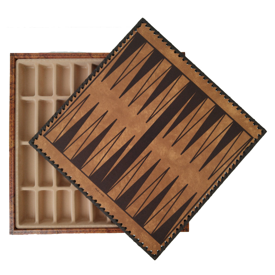 WORLD MAP ECOLEATHER | 3-in-1 Box | Chess, Backgammon &amp; Checkers | 3.5cm Squares | 35cm Board | 219MAP