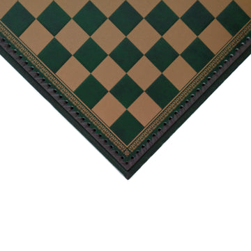 GREEN & GOLD ECOLEATHER | 3-in-1 Box | Chess, Backgammon & Checkers | 3.5cm Squares | 35cm Board | 219GV