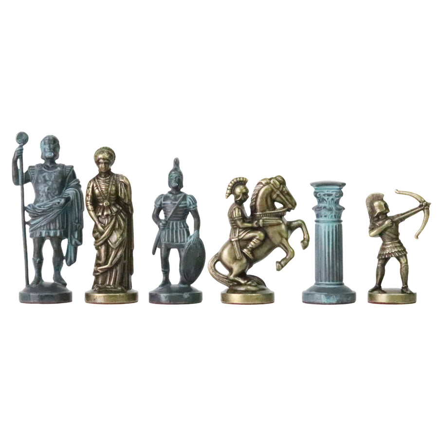 ARCHERS | Solid Metal Chess Pieces | Blue & Bronze | 9.7cm | F10B