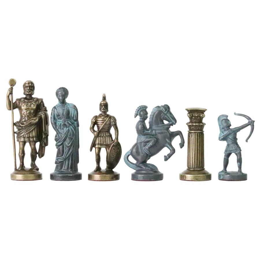 ARCHERS | Solid Metal Chess Pieces | Blue & Bronze | 9.7cm | F10B