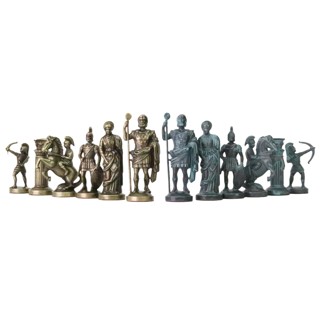 ARCHERS | Solid Metal Chess Pieces | Blue &amp; Bronze | 9.7cm | F10B