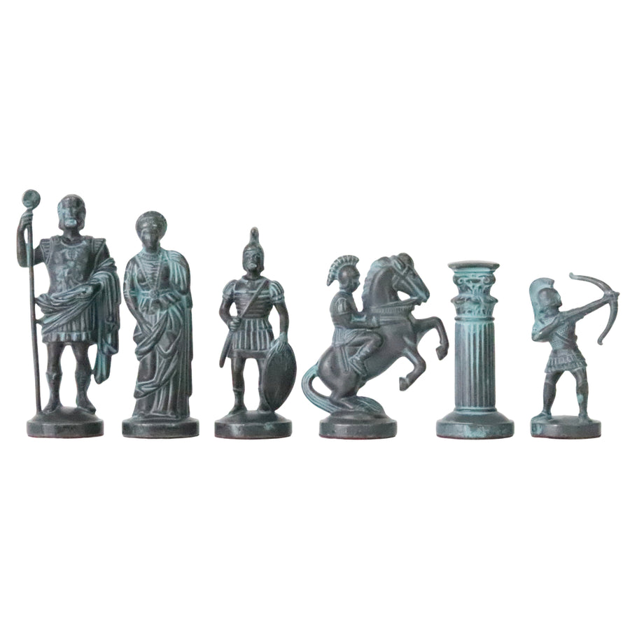 ARCHERS | Solid Metal Chess Pieces | Blue & Bronze | 9.7cm | F10B