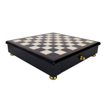 BLACK ERABLE GLOSS FINISH CHESSBOARD | Drawer & Pedestals | 35mm Squares | 333LNP