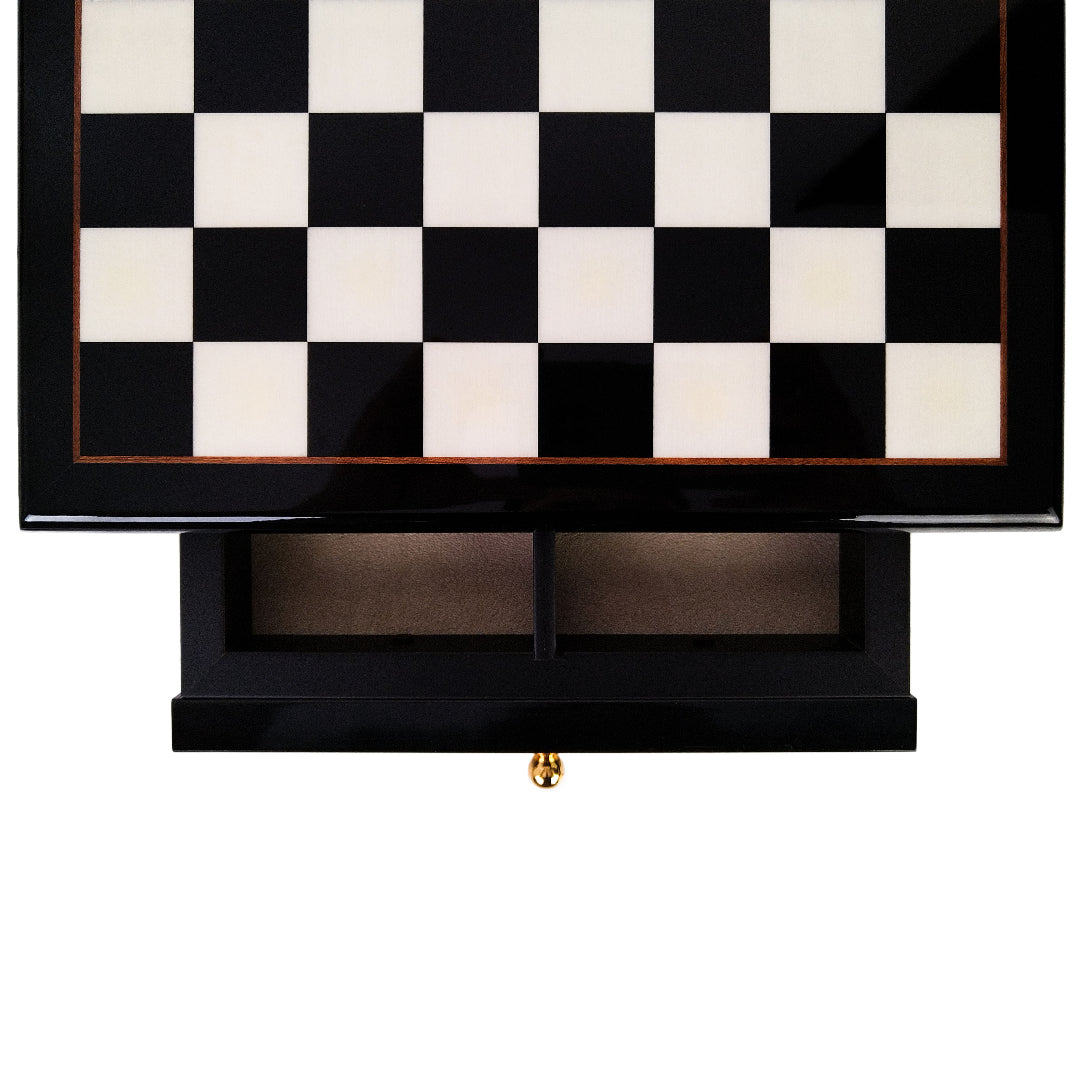 BLACK ERABLE GLOSS FINISH CHESSBOARD | Drawer &amp; Pedestals | 35mm Squares | 333LNP