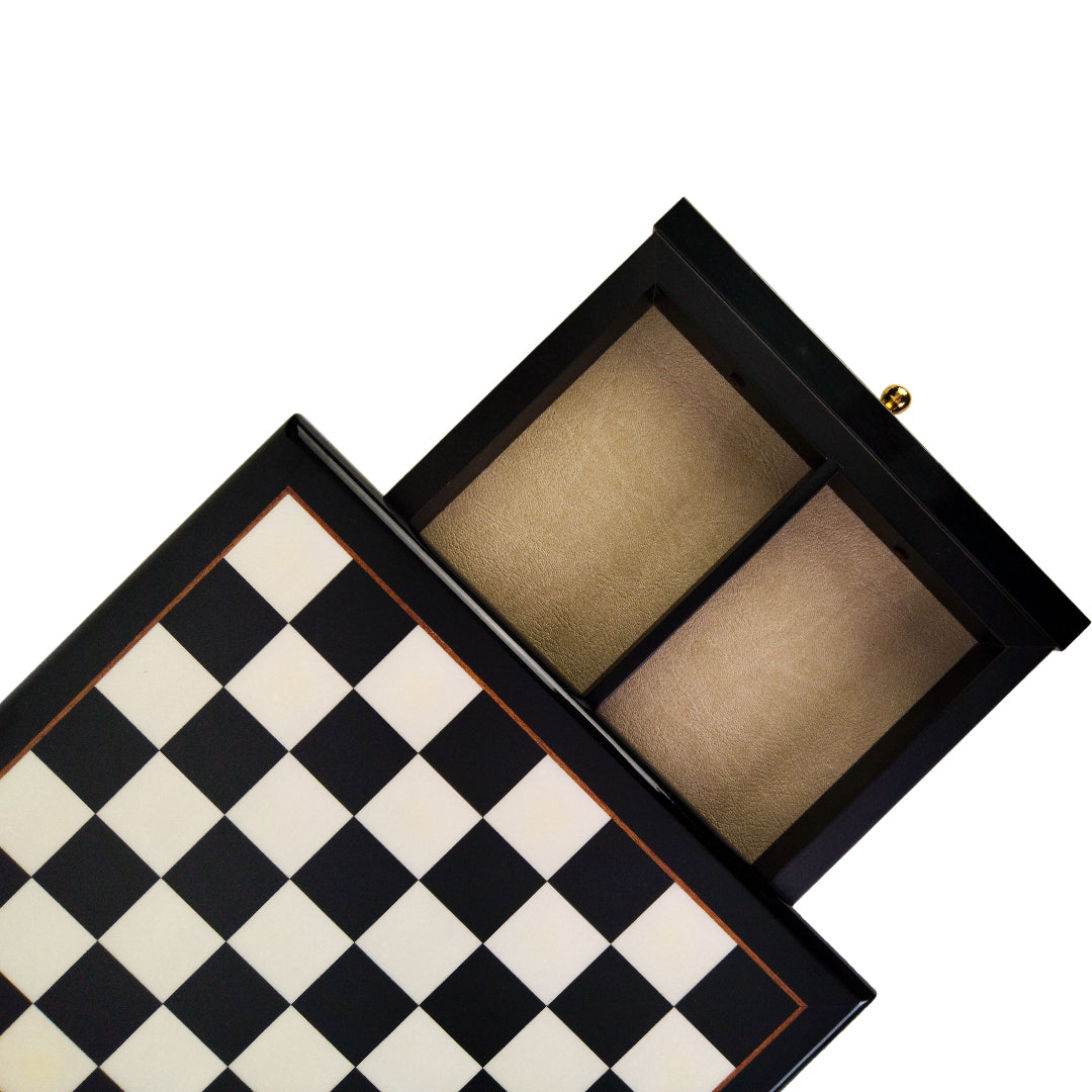 BLACK ERABLE GLOSS FINISH CHESSBOARD | Drawer &amp; Pedestals | 35mm Squares | 333LNP