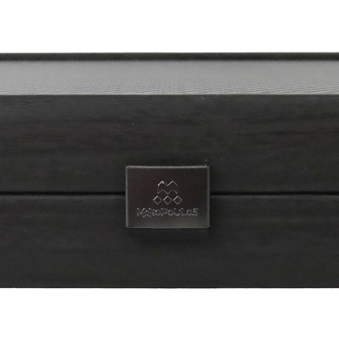 Backgammon | Carbon Fibre Finish | Black &amp; Red Inlay Points | Handmade | Side Racks | 30 x 20cm | BDE3CFR