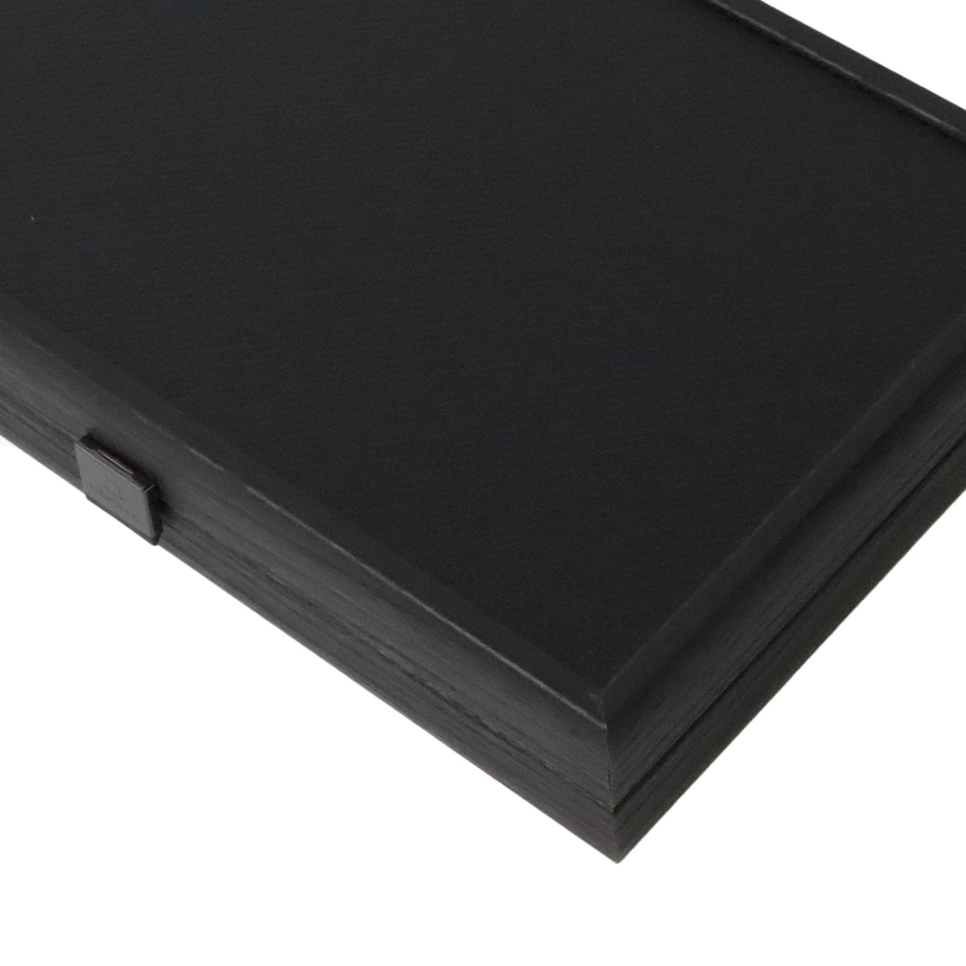 Backgammon | Carbon Fibre Finish | Black &amp; Red Inlay Points | Handmade | Side Racks | 30 x 20cm | BDE3CFR