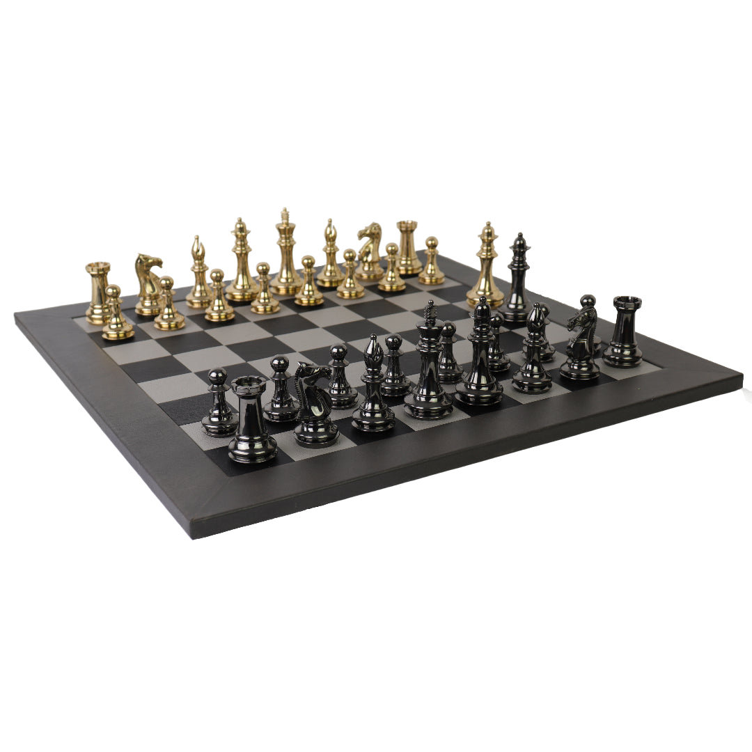 House_of_Chess_staunton_solid_brass_black_gold_105mm_king_leather_board_black_light_grey_55mm_squares_1