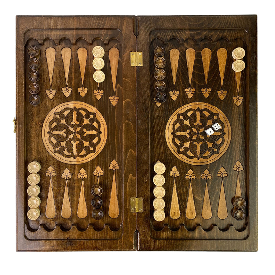 Backgammon Set | Solid Beech | Carved | Lion Body