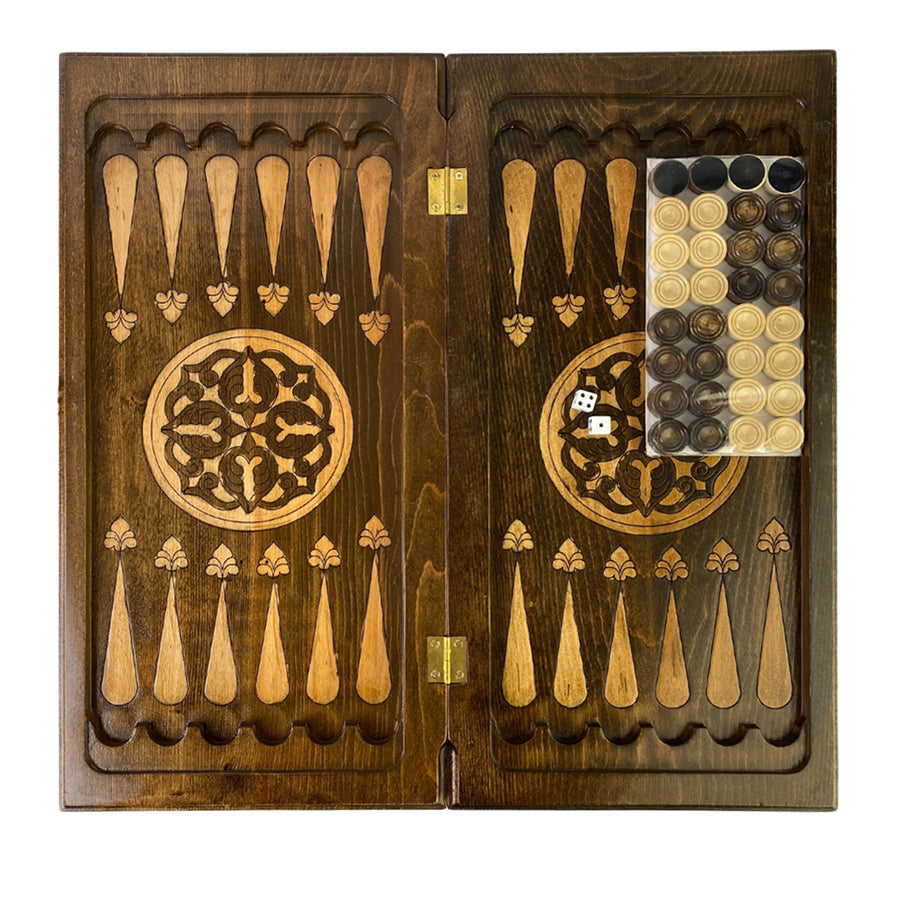 Backgammon Set | Solid Beech | Carved | Lion Body