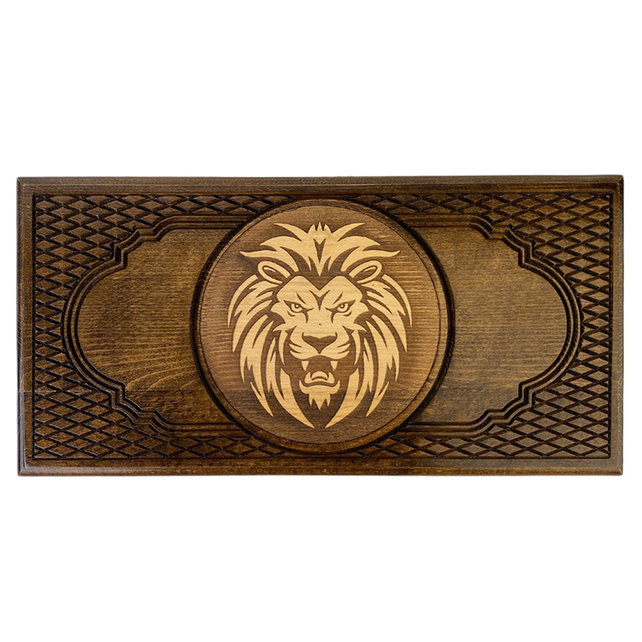 Backgammon Set | Solid Beech | Carved | Lion Head