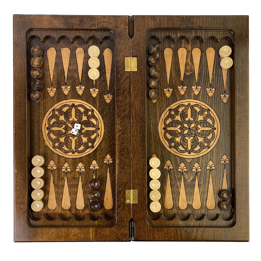 Backgammon Set | Solid Beech | Carved | Lion Head