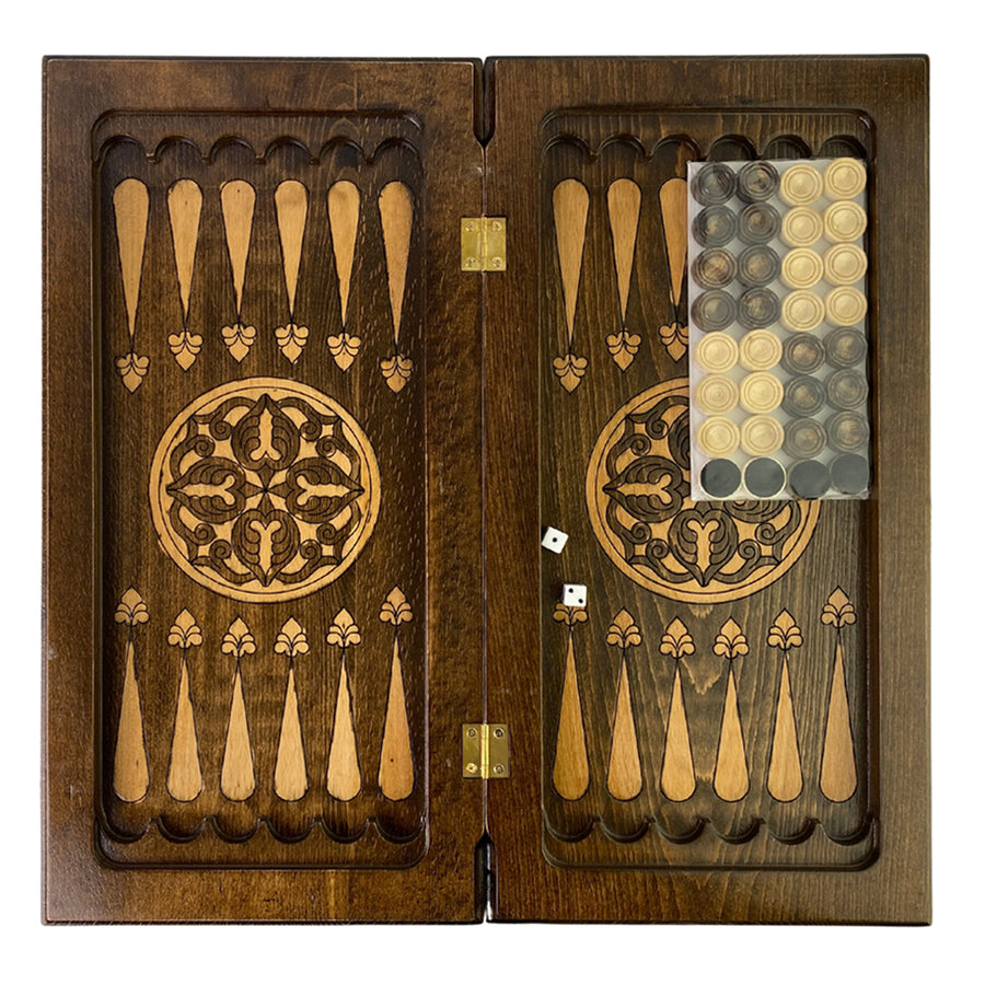 Backgammon Set | Solid Beech | Carved | Lion Head