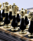 ARABESQUE Chess Set with Black & Mother of Pearl Beech Board | 50mm