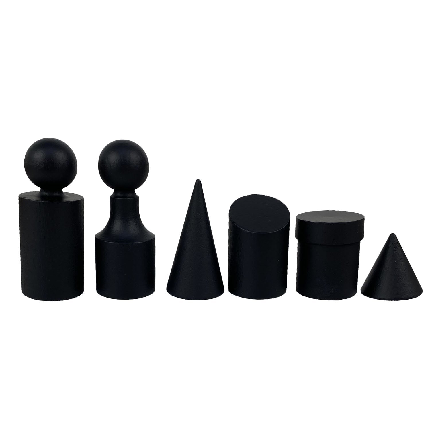 BAUHAUS STYLE | Wooden Chess Pieces | King 8.5cm | Leatherette Inlaid Chess Board | 40cm board
