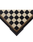 50cm Beech Chess Board handcrafted in Turkey with black stained wood and mother-of-pearl inlay with 50mm squares