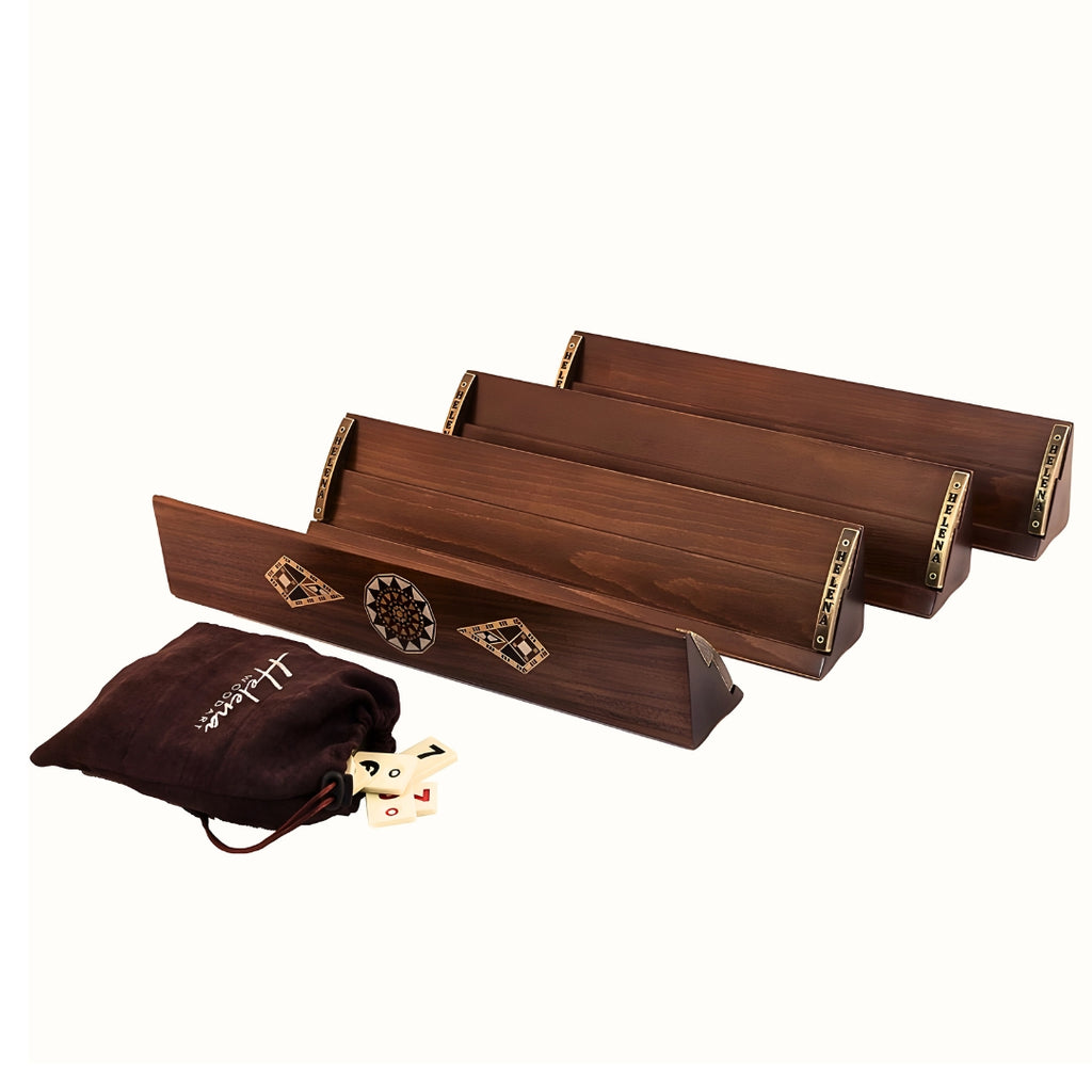 Large Rummikub Set Luxury RUMMIKUB SET | Straight Racks | Beech Mosaic Inlay – House of Chess