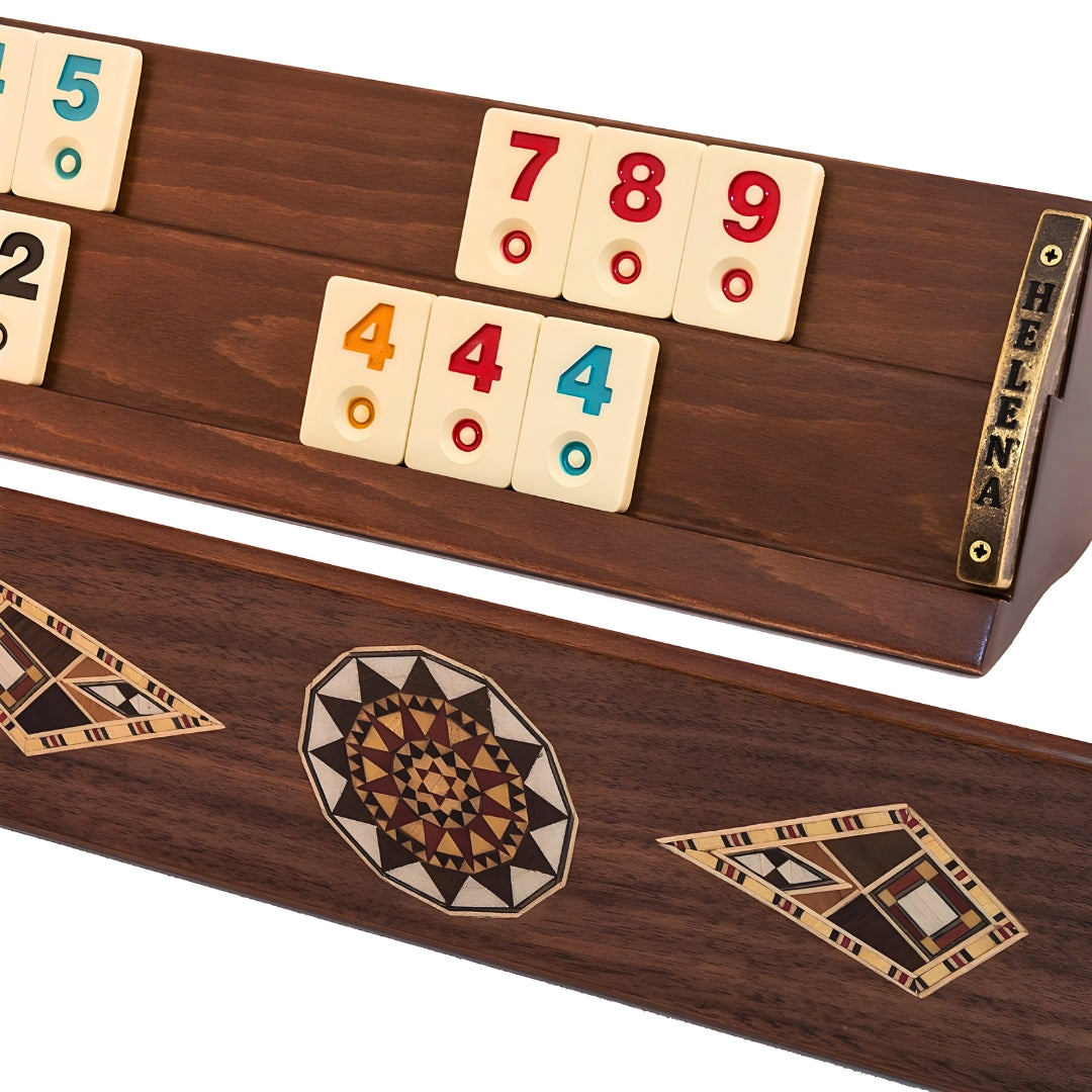 Luxury RUMMIKUB SET | Straight Racks | Beech Mosaic Inlay – House of Chess