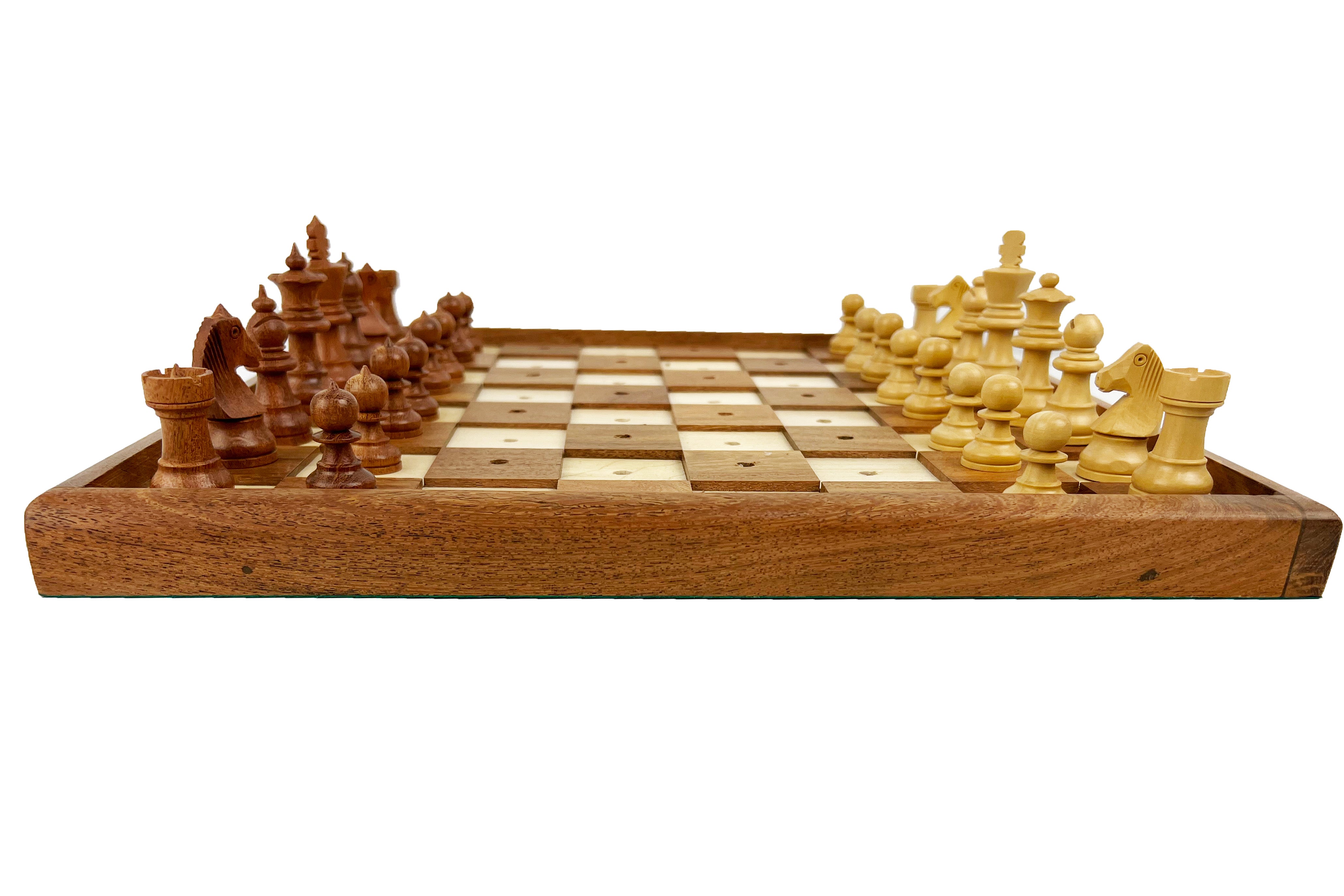 Solid Wooden Chess Set for the Blind and Visually Impaired - 3.75