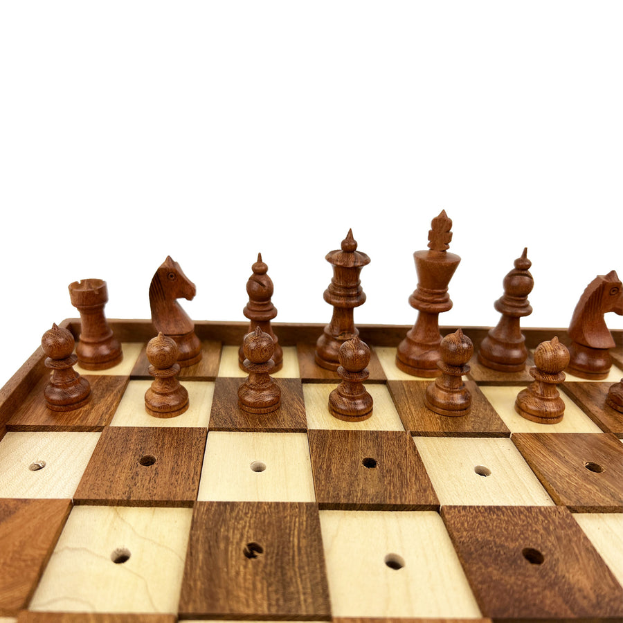 Wooden chess set for visually impaired (blind) players | 33cm