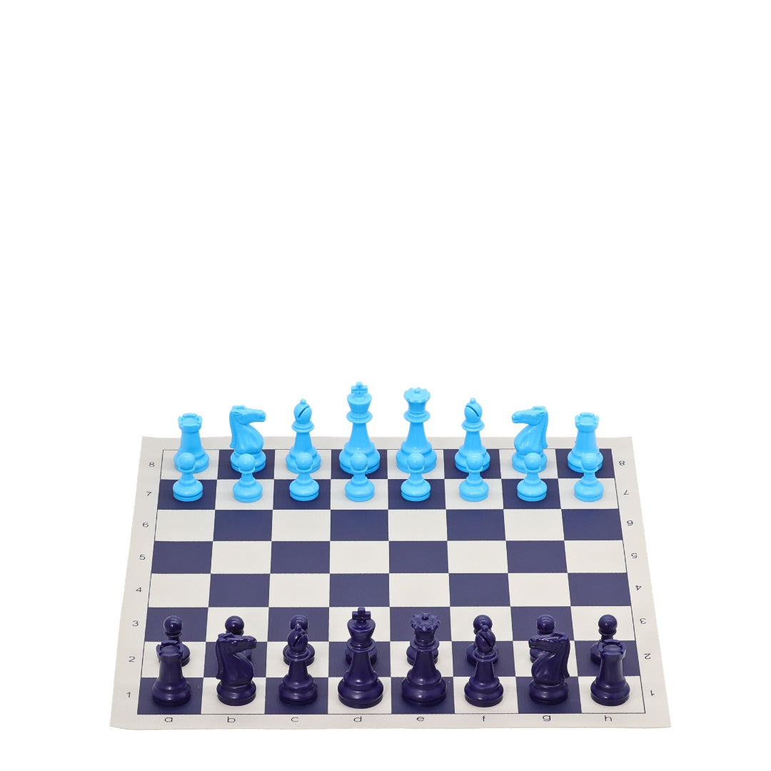 Blue Vinyl Roll-Up Tournament Set | 50 mm Squares