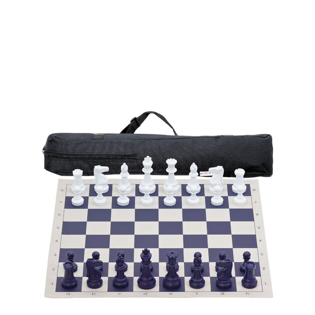 Blue Vinyl Roll-Up Tournament Set | 50 mm Squares