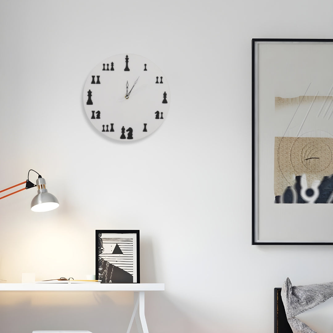 Chess Wall Clock | Round | Wood