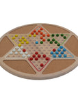CHINESE CHECKERS | 42 cm | Solid Wood with Cork Inlays | Marbles