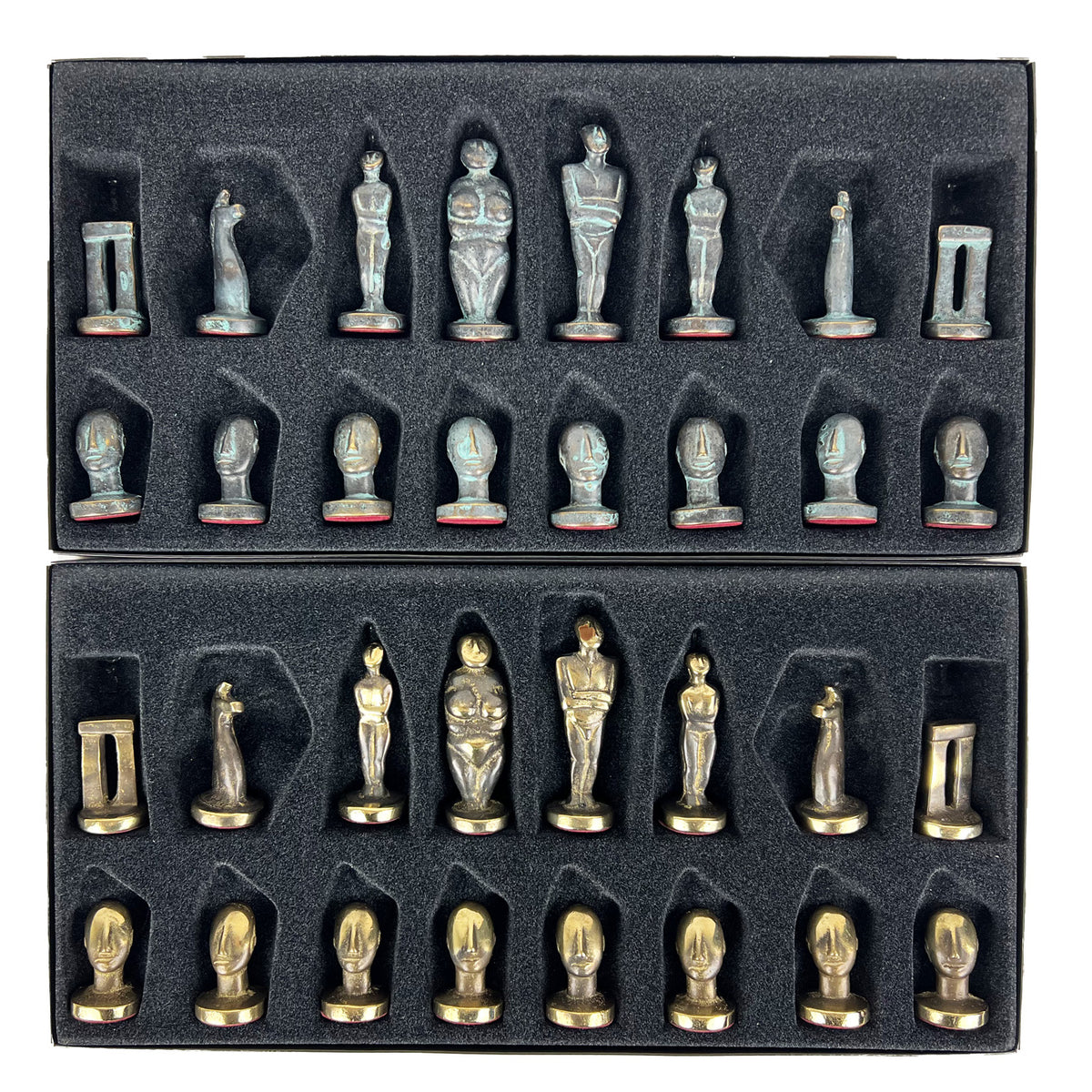 CYCLADIC ART | Solid Brass Chess Pieces | Blue & Bronze | King 8.5 cm ...