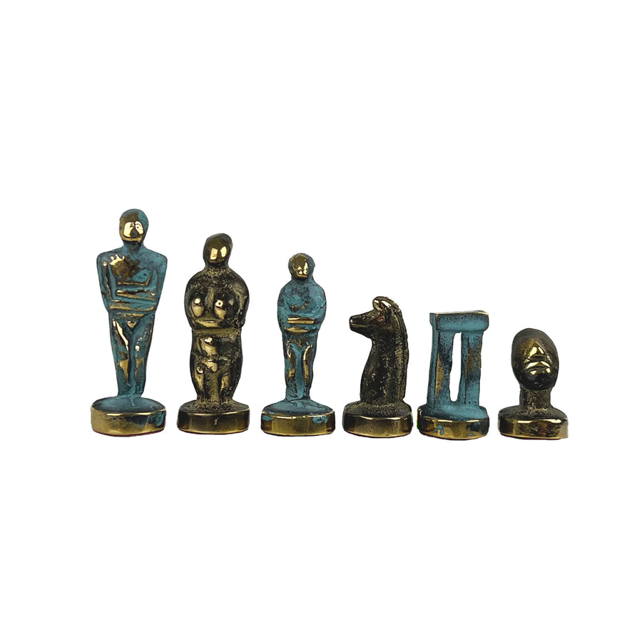 CYCLADIC ART | solid brass |  blue & bronze (gold) | small