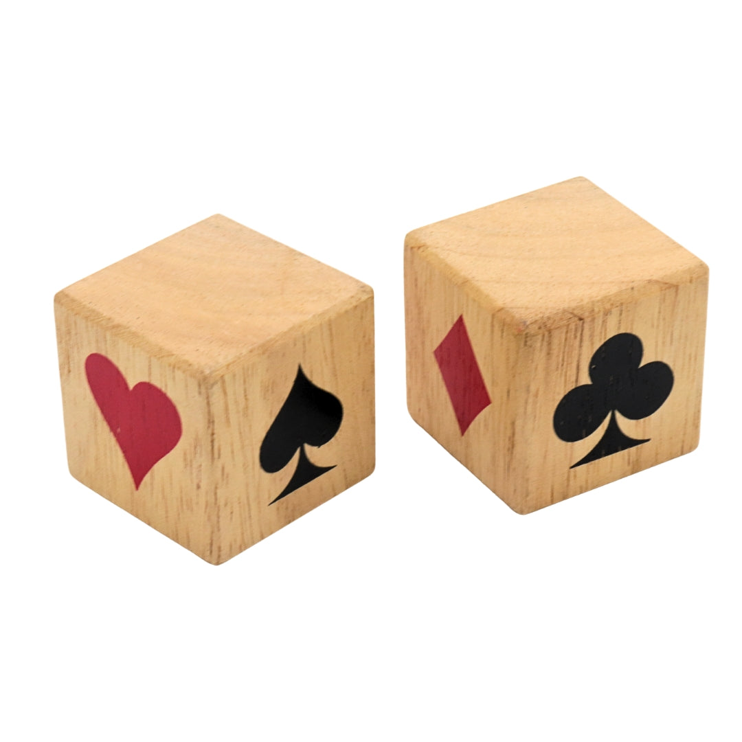 DICE with Playing Card Symbols | 40 mm | Wood with Colour Print | Individual Dice