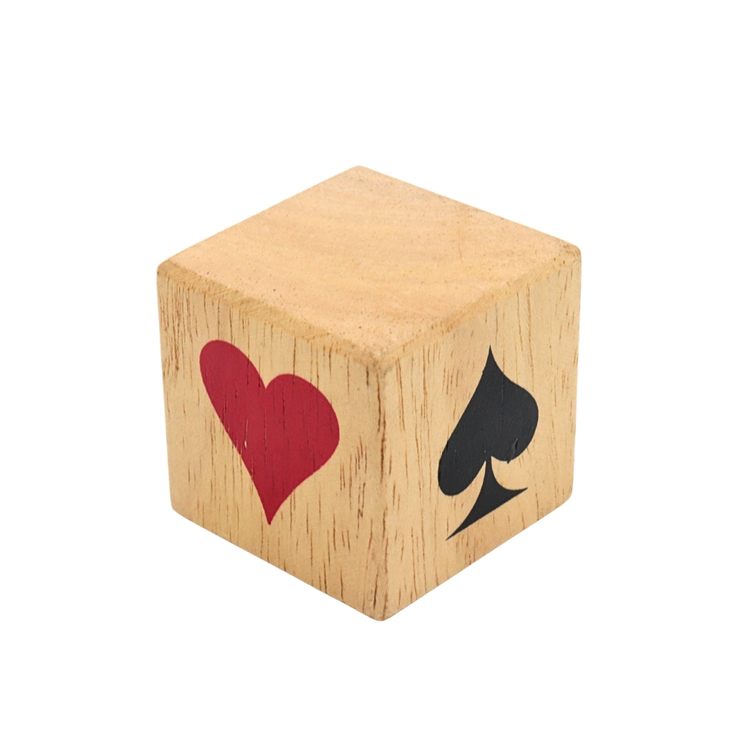 DICE with Playing Card Symbols | 40 mm | Wood with Colour Print | Individual Dice