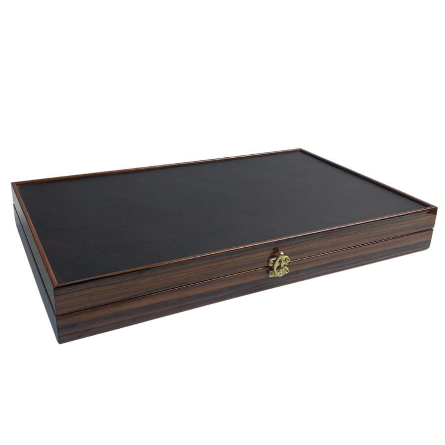 Leather Backgammon | Ebony Replica |  Side racks | 49 cm