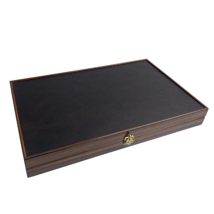 Leather Backgammon | Ebony Replica |  Side racks | 49 cm