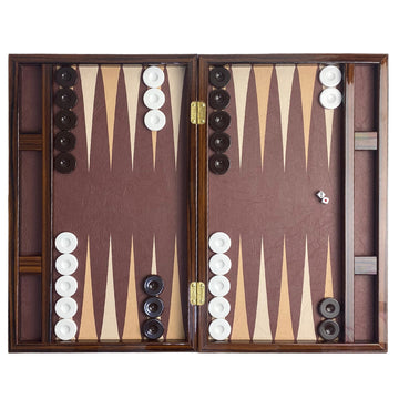 Leather Backgammon | Ebony Replica |  Side Racks | 49 cm