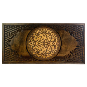 Backgammon Set | Solid Beech | Carved | Flower