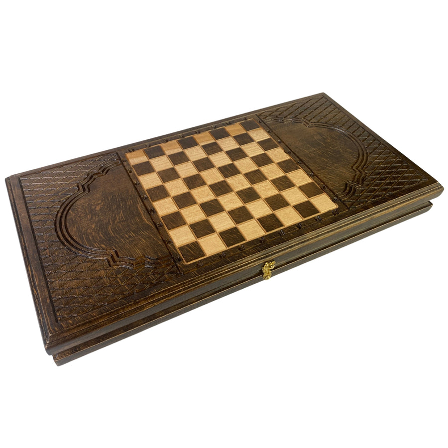 Backgammon Set | Solid Beech | Carved | Flower