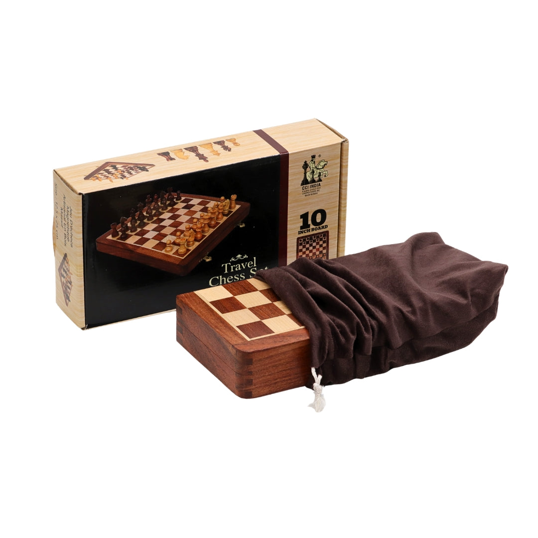 Travel Chess Set | Wooden | Magnetic | Folding | 25cm