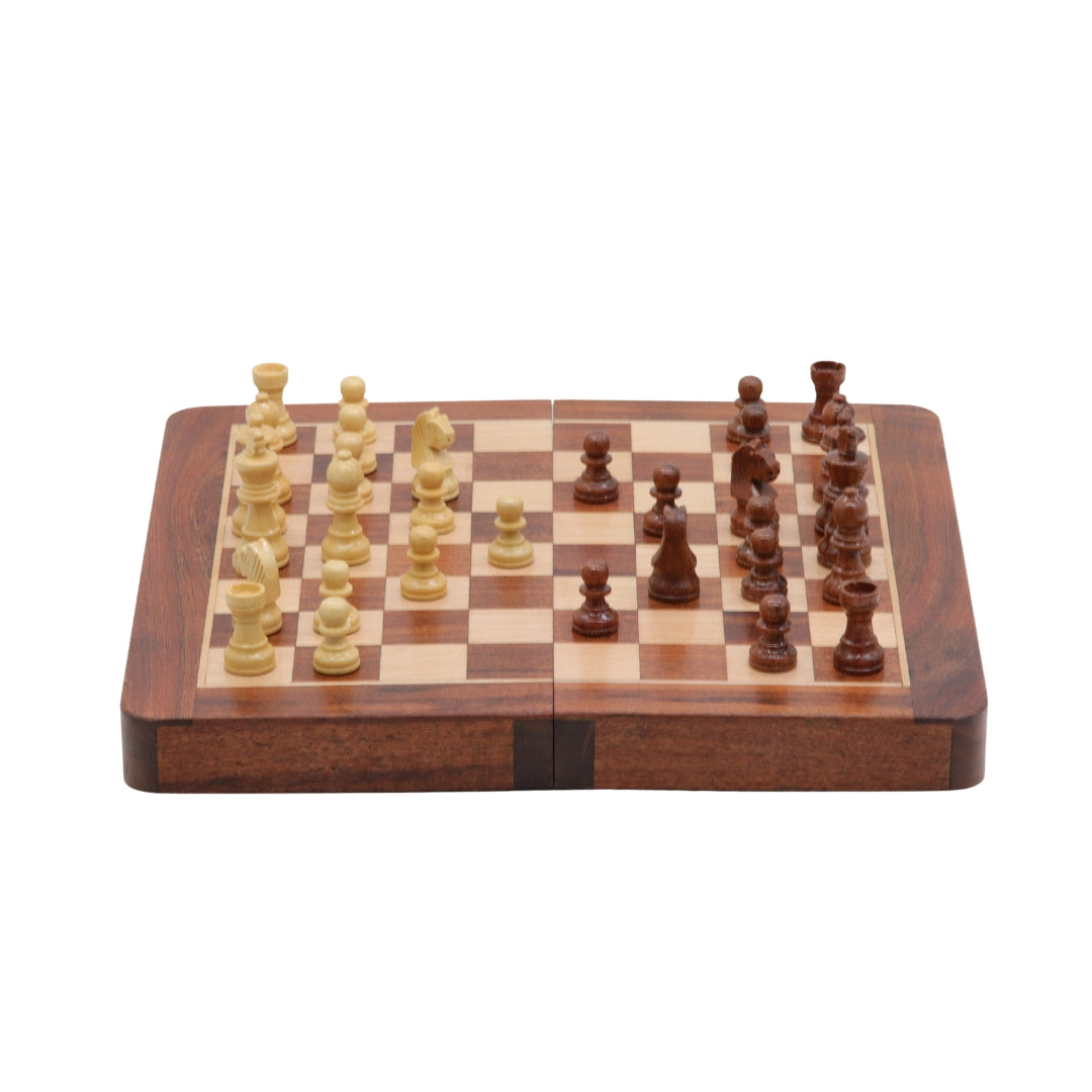 Travel Chess Set | Wooden | Magnetic | Folding | 25cm