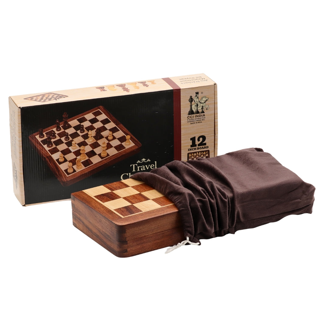 Travel Chess Set | Wooden | Magnetic | Folding | 30cm