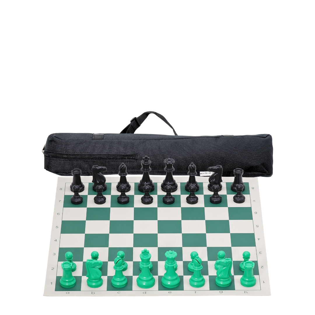 Green Vinyl Roll-Up Tournament Set | 50 mm Squares
