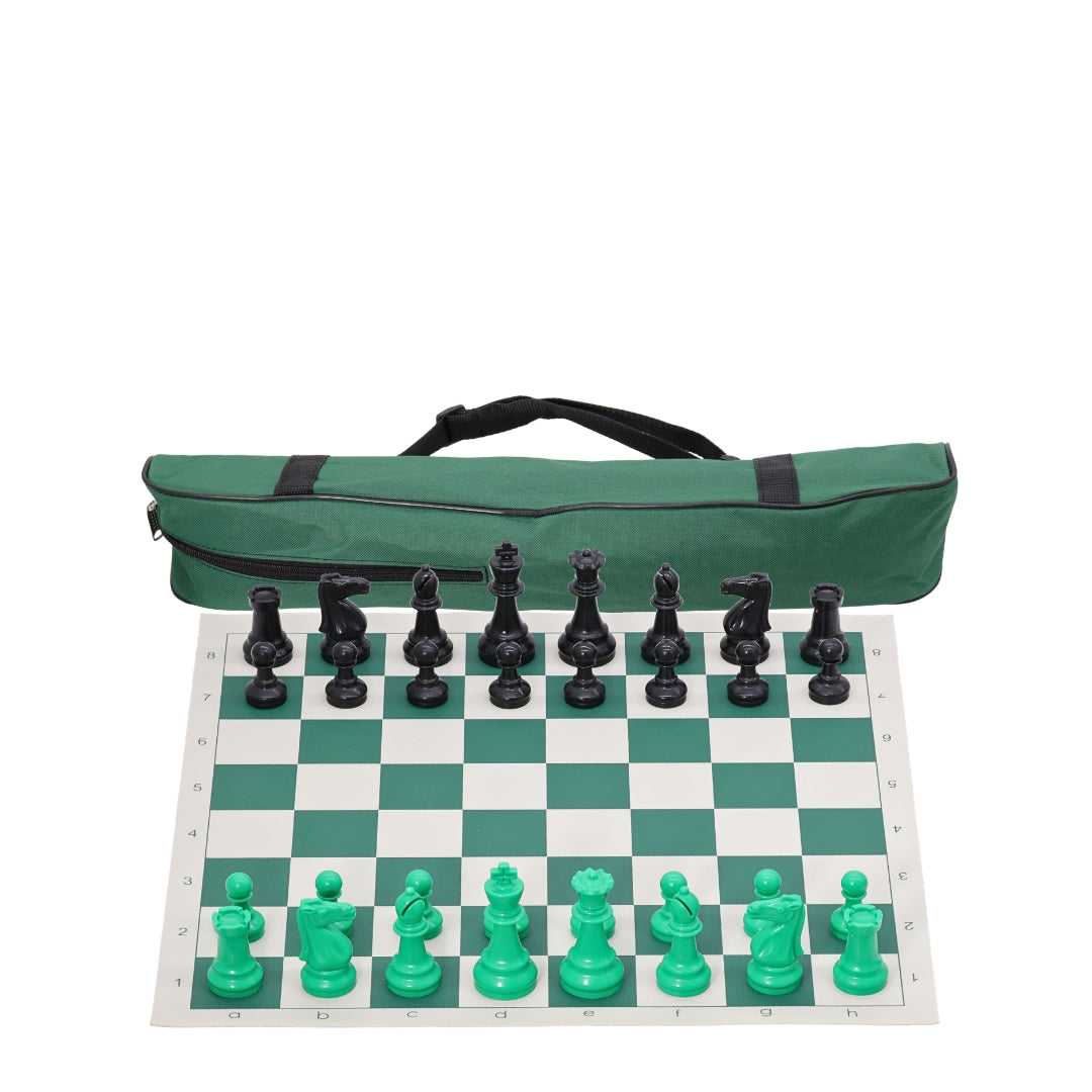 Green Vinyl Roll-Up Tournament Set | 50 mm Squares