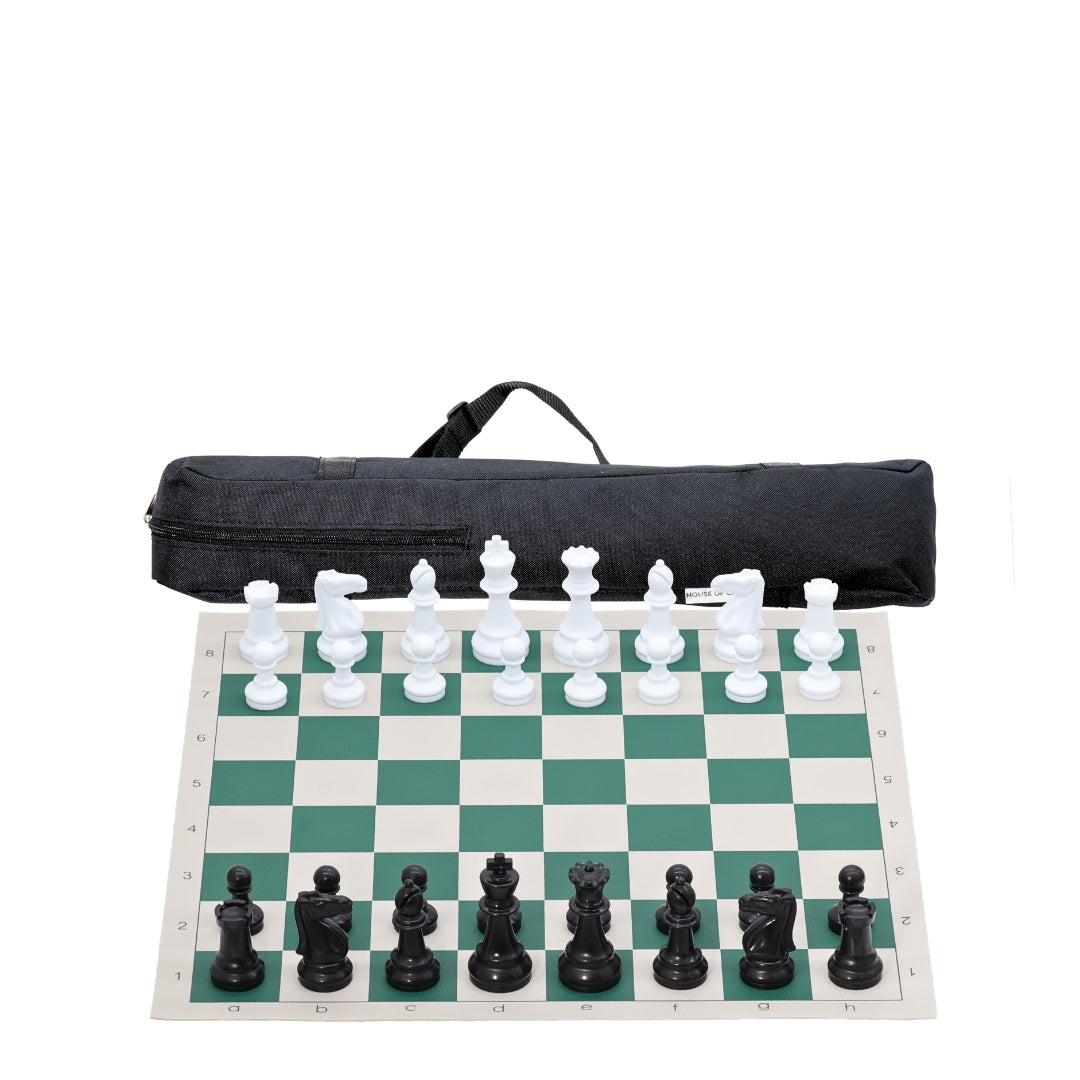 Green Vinyl Roll-Up Tournament Set | 50 mm Squares