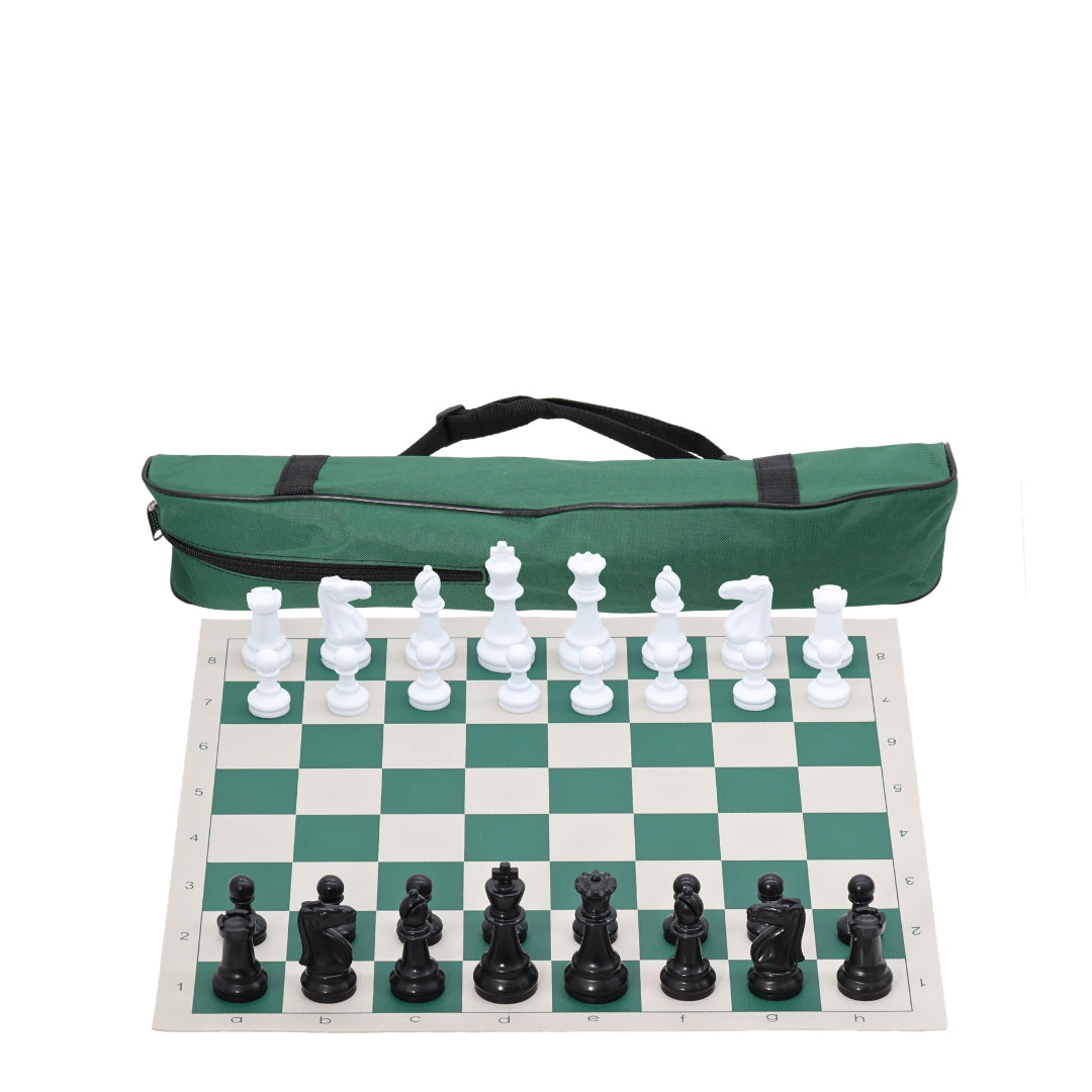 Green Vinyl Roll-Up Tournament Set | 50 mm Squares