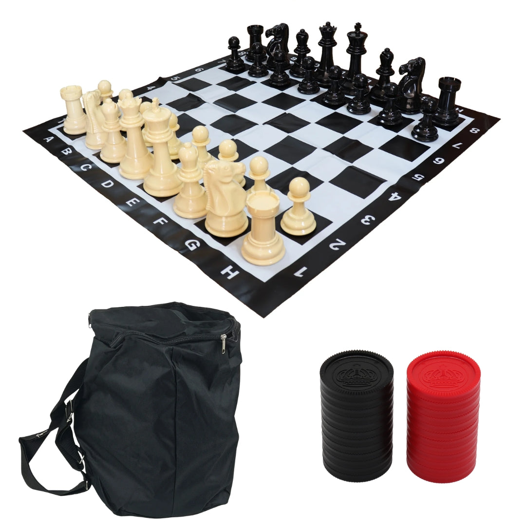 2-in-1 Garden Chess &amp; Checkers Set | 20cm King