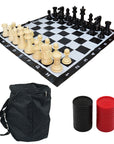 2-in-1 Garden Chess & Checkers Set | 20cm King